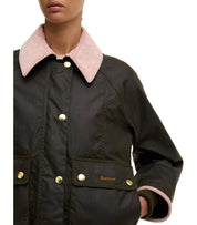 BARBOUR BEADNELL WAX OLIVGRÜNE CROPPED JACKE