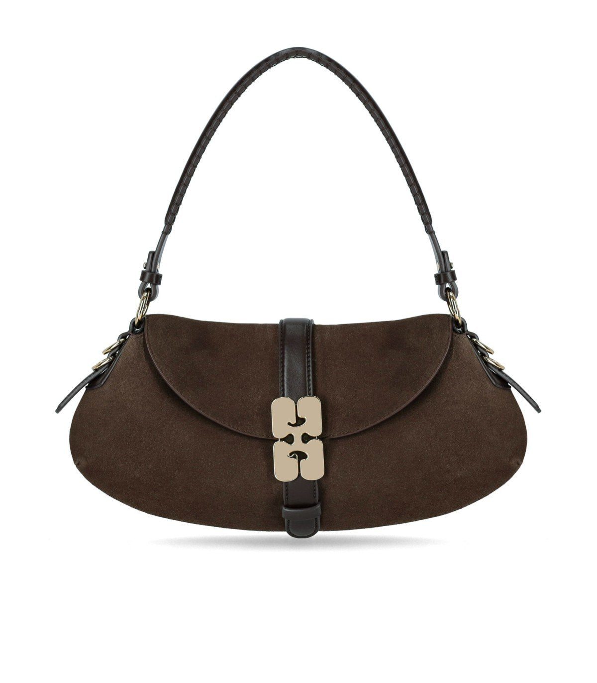 GANNI KAT CHICORY COFFEE BAGUETTE-TASCHE