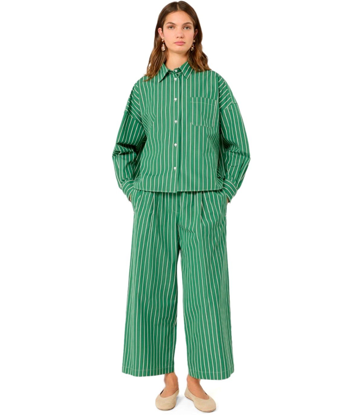 PANTALONE A RIGHE CRESTA BIANCO VERDE MAX MARA WEEKEND