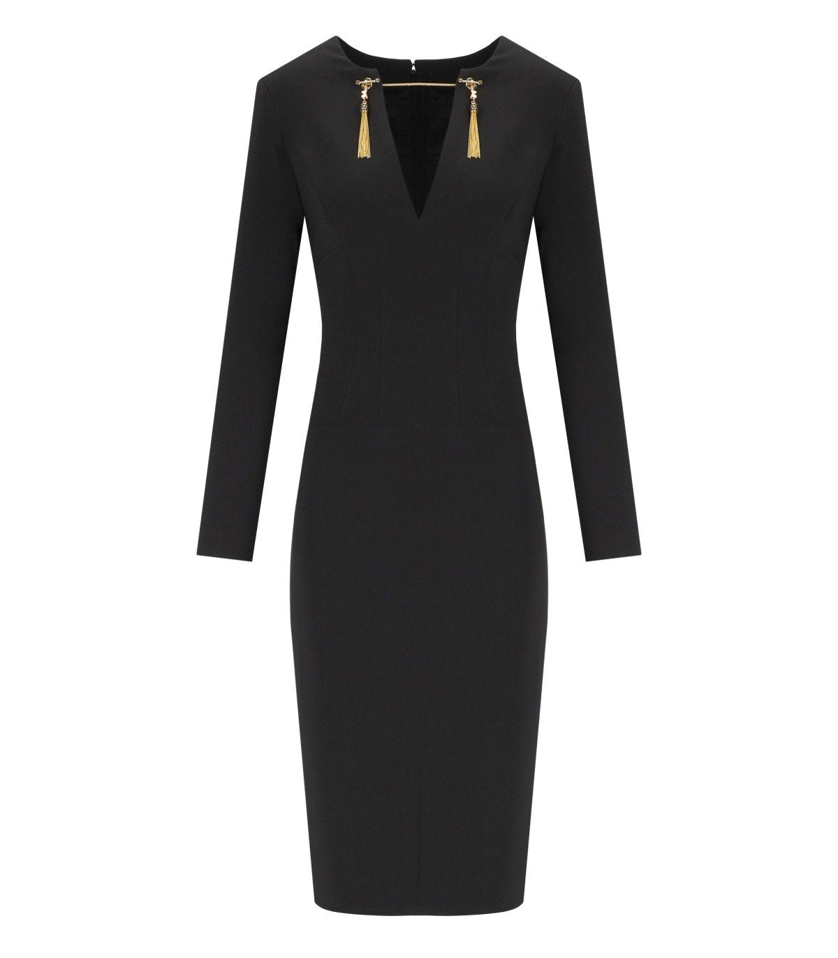 VESTIDO TUBO CON BORLAS NEGRO ELISABETTA FRANCHI
