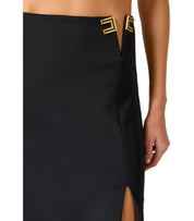 ELISABETTA FRANCHI BLACK MIDI SKIRT WITH LOGO