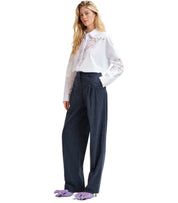 ESSENTIEL ANTWERP HERB BLUE PINSTRIPE TROUSERS