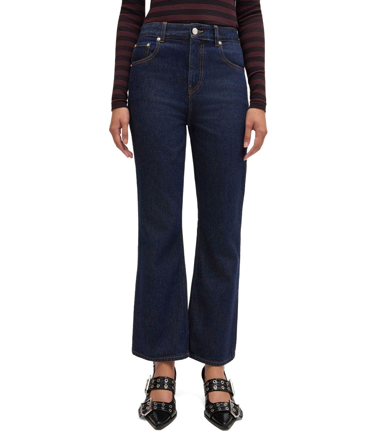 JEANS BETZY BOOTCUT CROPPED BLU SCURO GANNI