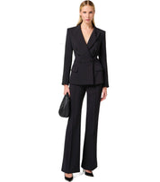 ELISABETTA FRANCHI BLACK CREPE DOUBLE-BREASTED JACKET