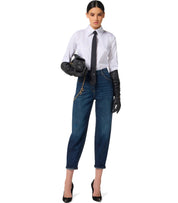 ELISABETTA FRANCHI BLUE JEANS WITH CHAIN
