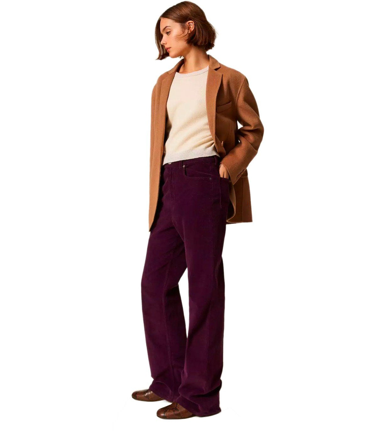 TWINSET CORDUROY PURPLE PANTS