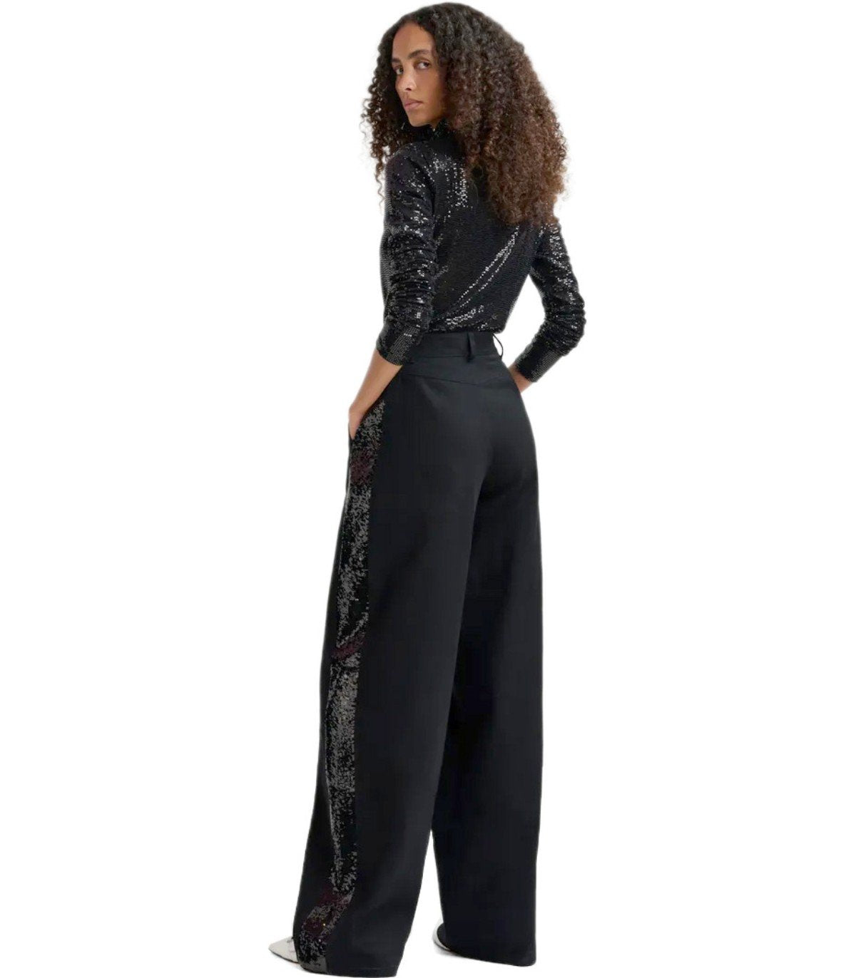 ESSENTIEL ANTWERP GORROR BLACK WIDE LEG PANTS