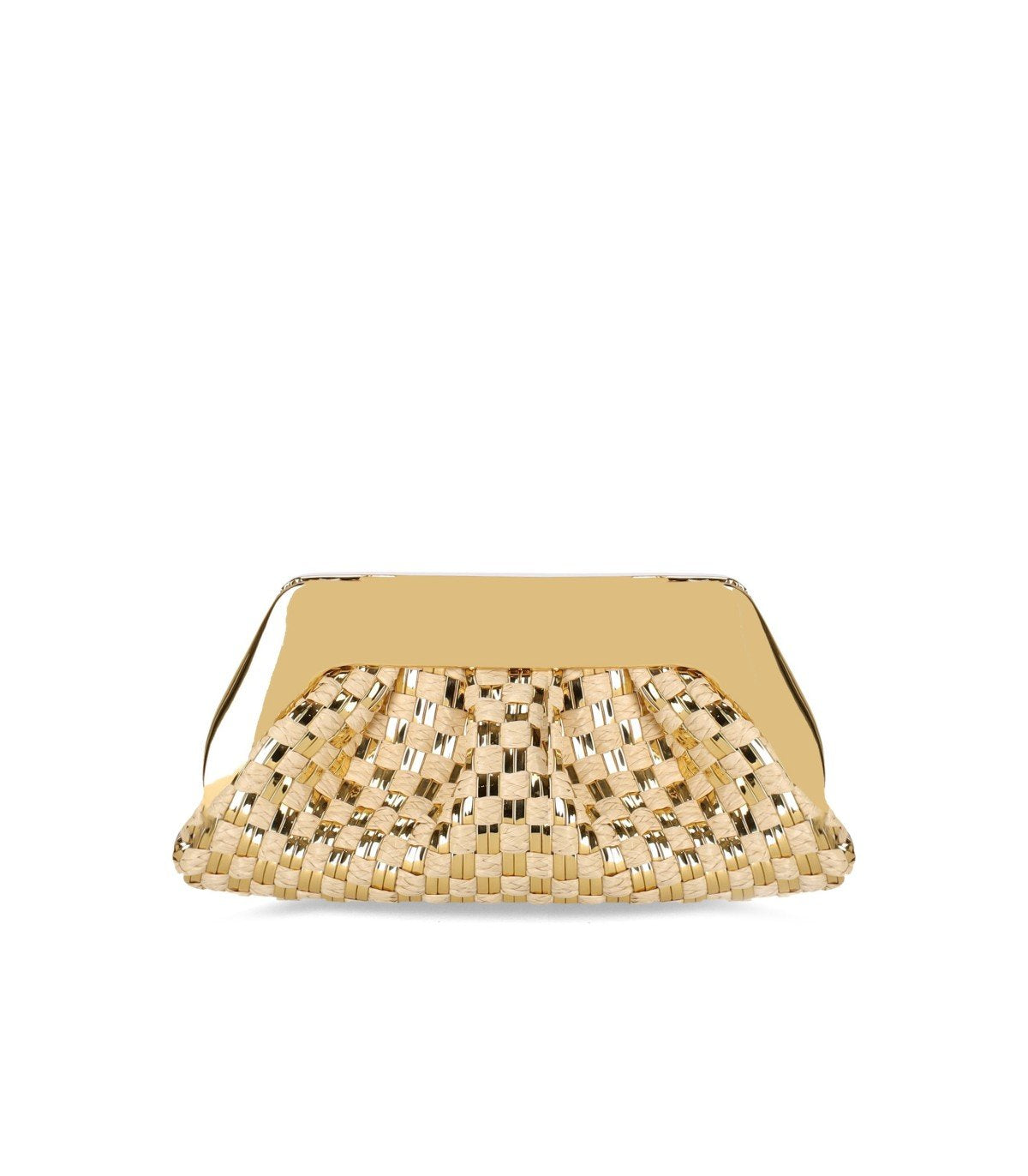 CLUTCH EMERA MICRO WEAVED STRAW LAMINATED ORO THEMOIRè