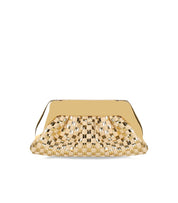 CLUTCH EMERA MICRO WEAVED STRAW LAMINATED ORO THEMOIRè