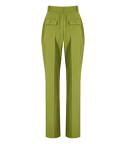 ELISABETTA FRANCHI OLIVE PINSTRIPE PANTS