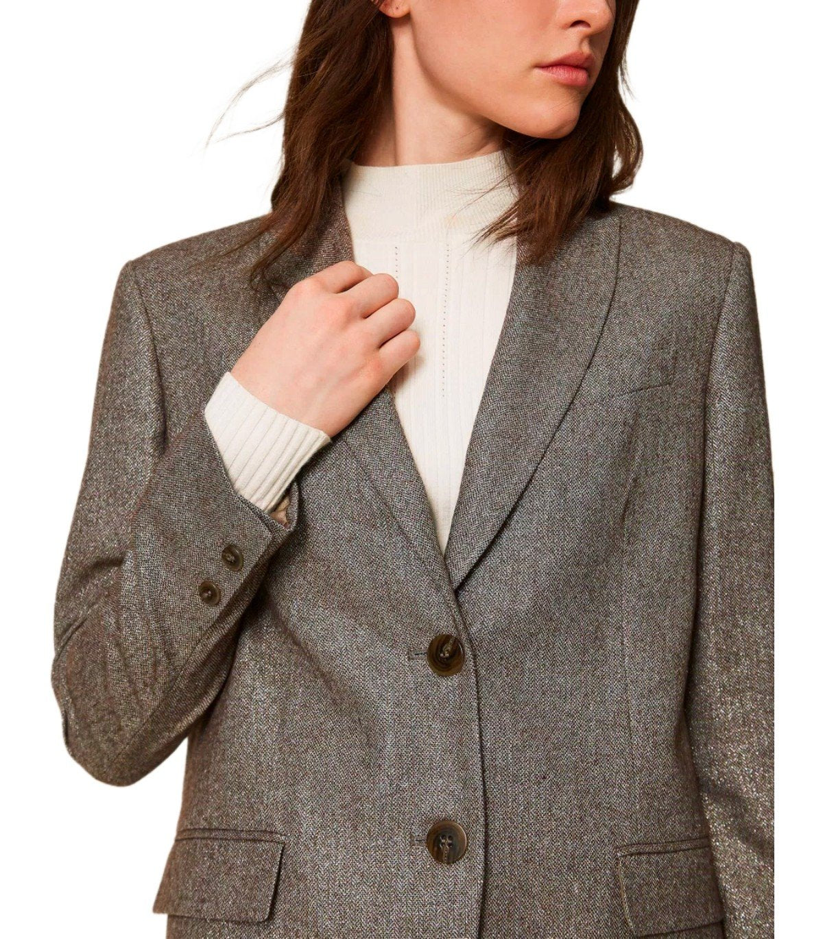 TWINSET BEIGE SINGLE-BREASTED BLAZER