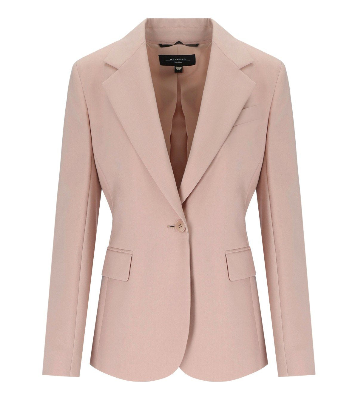 MAX MARA WEEKEND LAMINE PINK SINGLE-BREASTED BLAZER