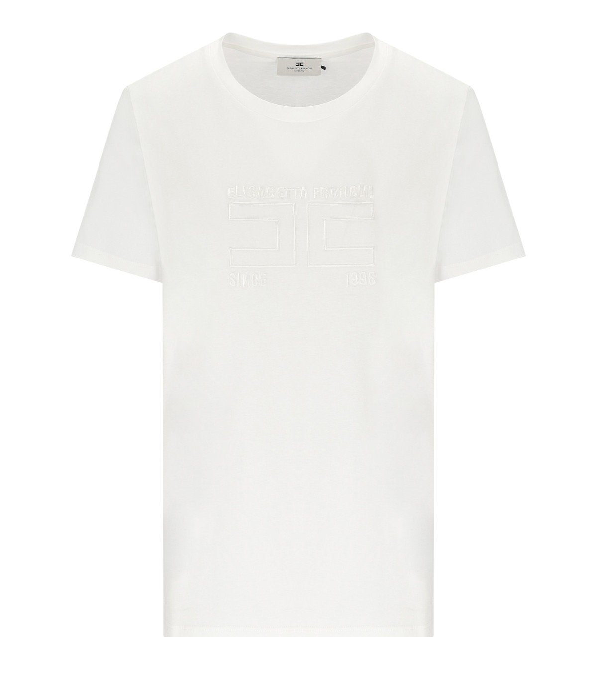 ELISABETTA FRANCHI WHITE T-SHIRT WITH LOGO