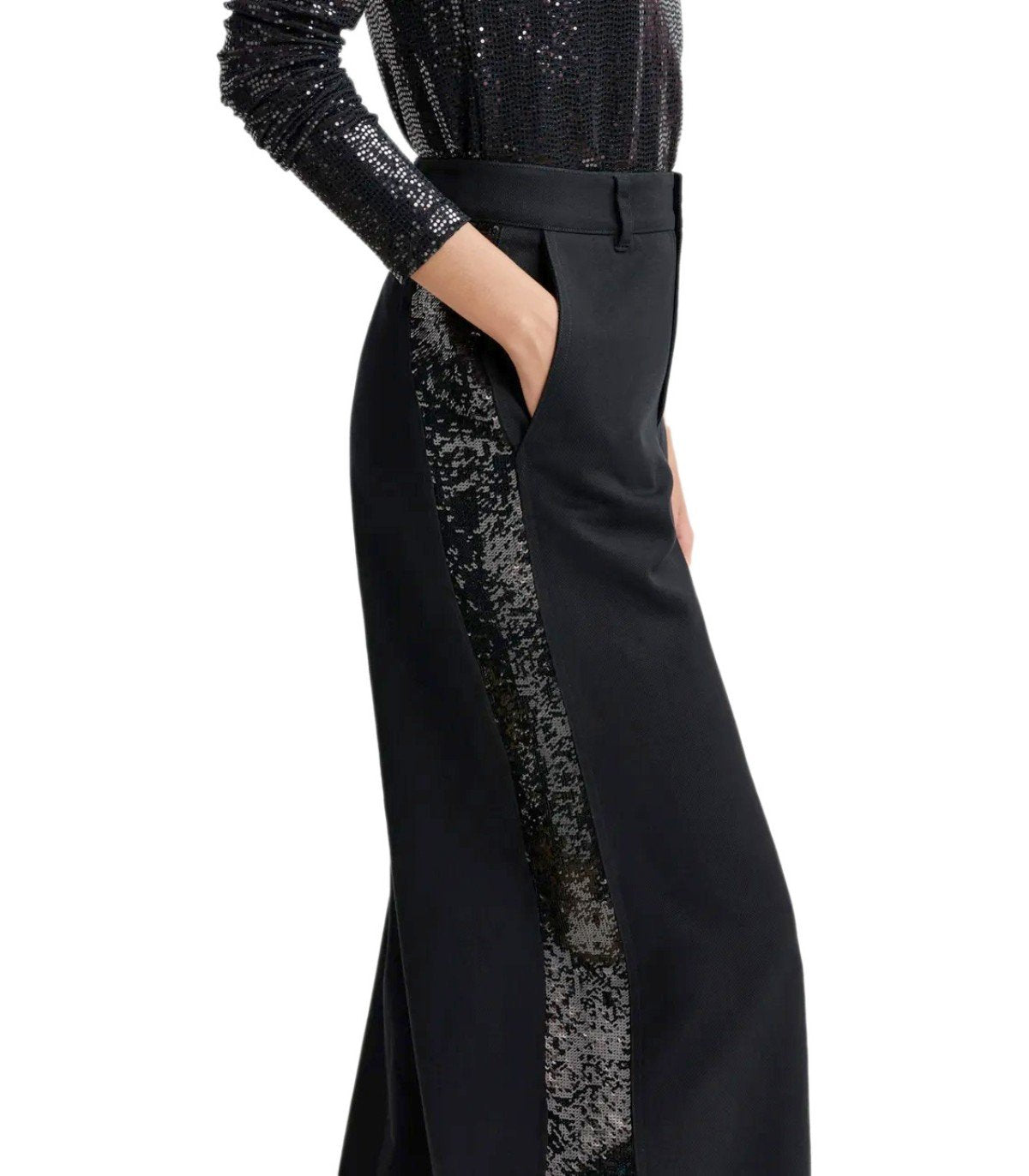 ESSENTIEL ANTWERP GORROR BLACK WIDE LEG PANTS