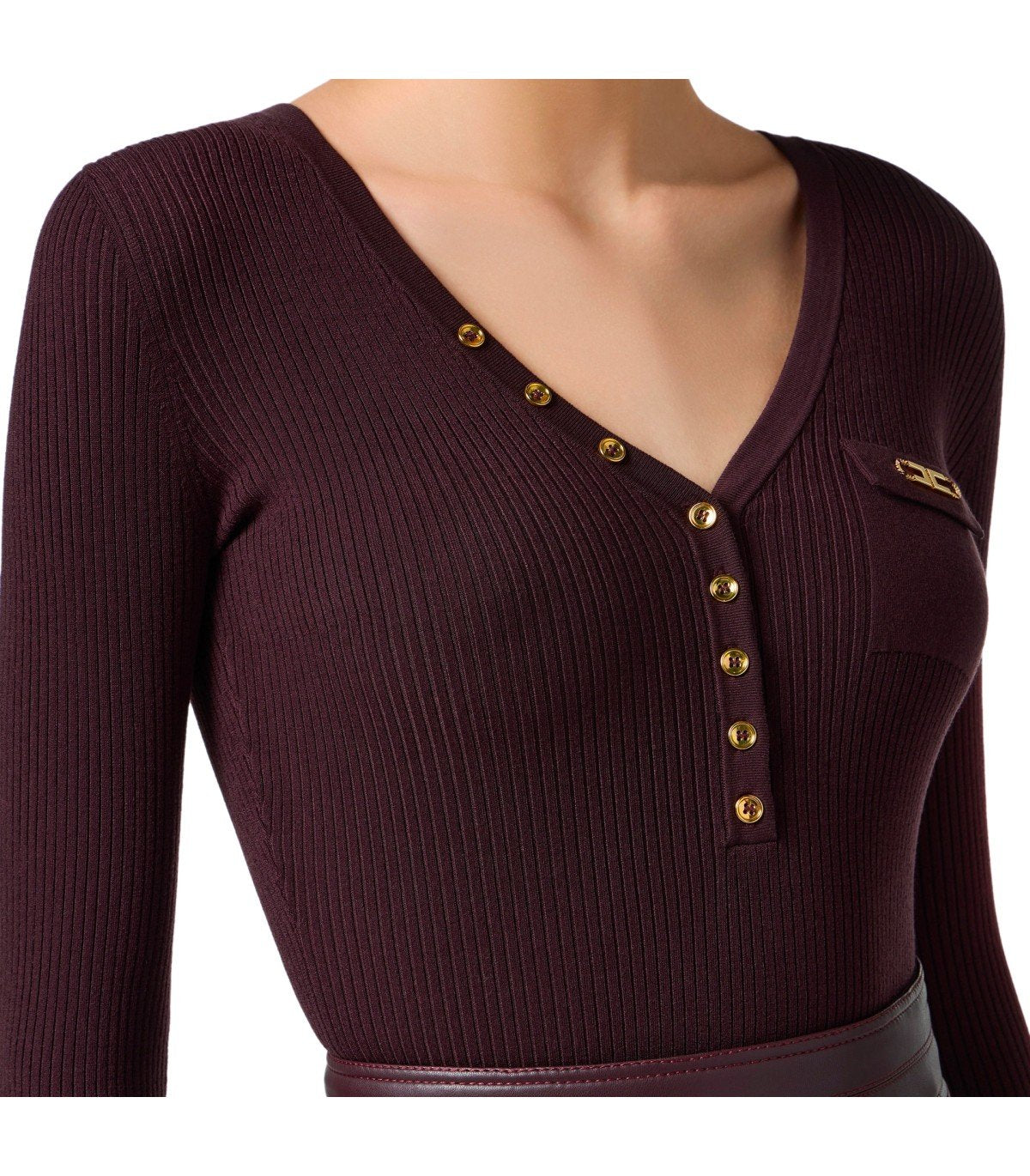 ELISABETTA FRANCHI MERLOT BUTTONED PULL