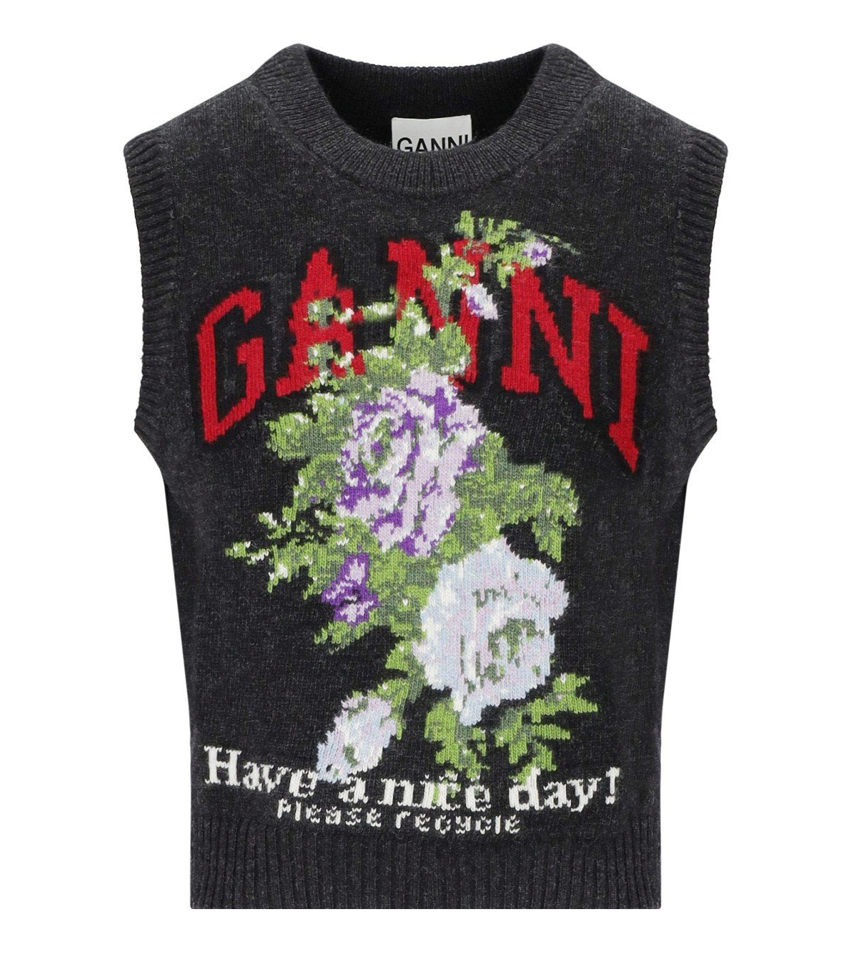 GANNI FLOWERS GREY VEST