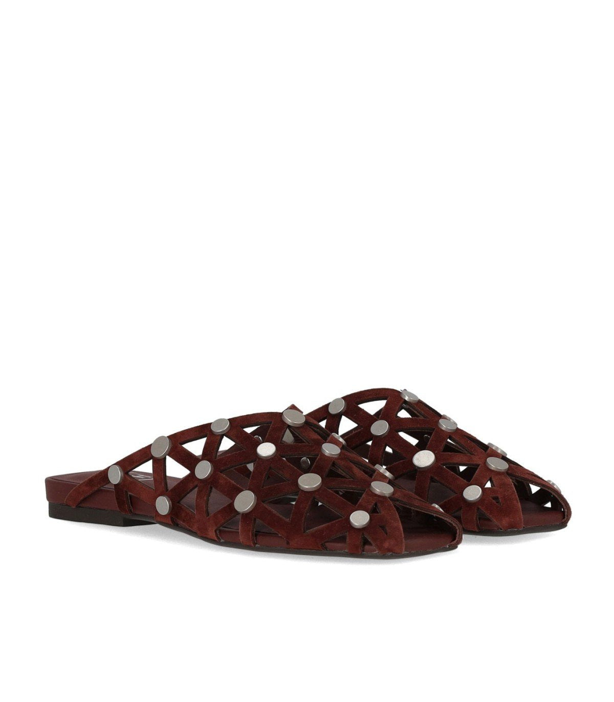 ASH BONE BURGUNDY FLAT MULE