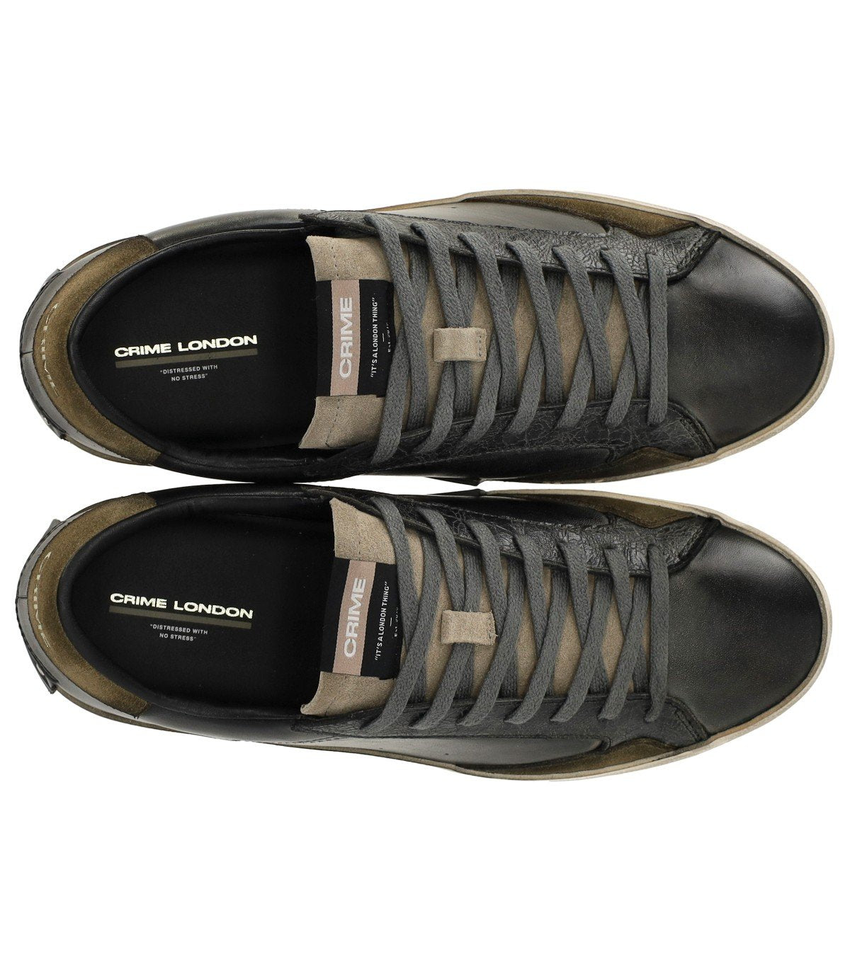 CRIME LONDON DISTRESSED BLACK SNEAKER