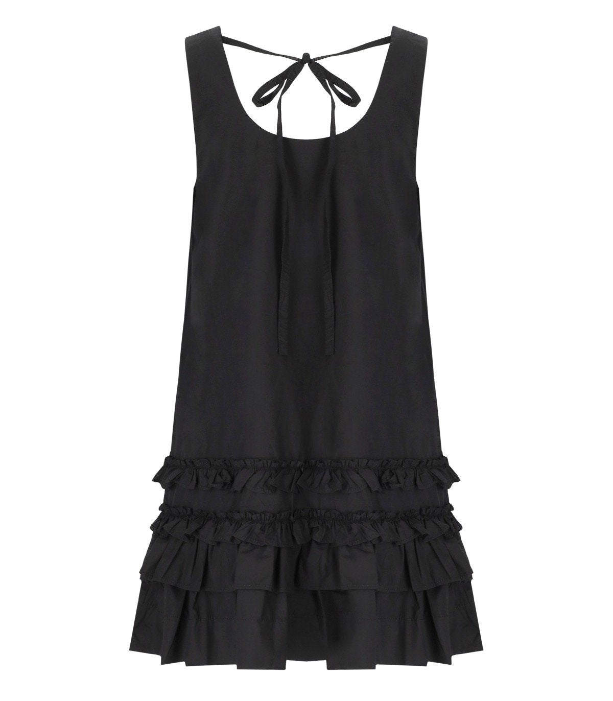 GANNI SCHWARZES RÜSCHENKLEID