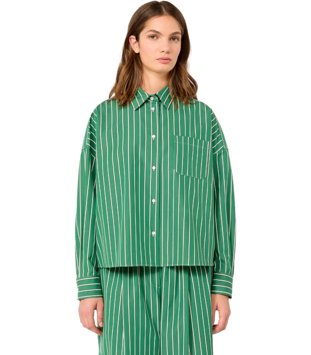 CAMICIA ONORE A RIGHE BIANCO VERDE MAX MARA WEEKEND