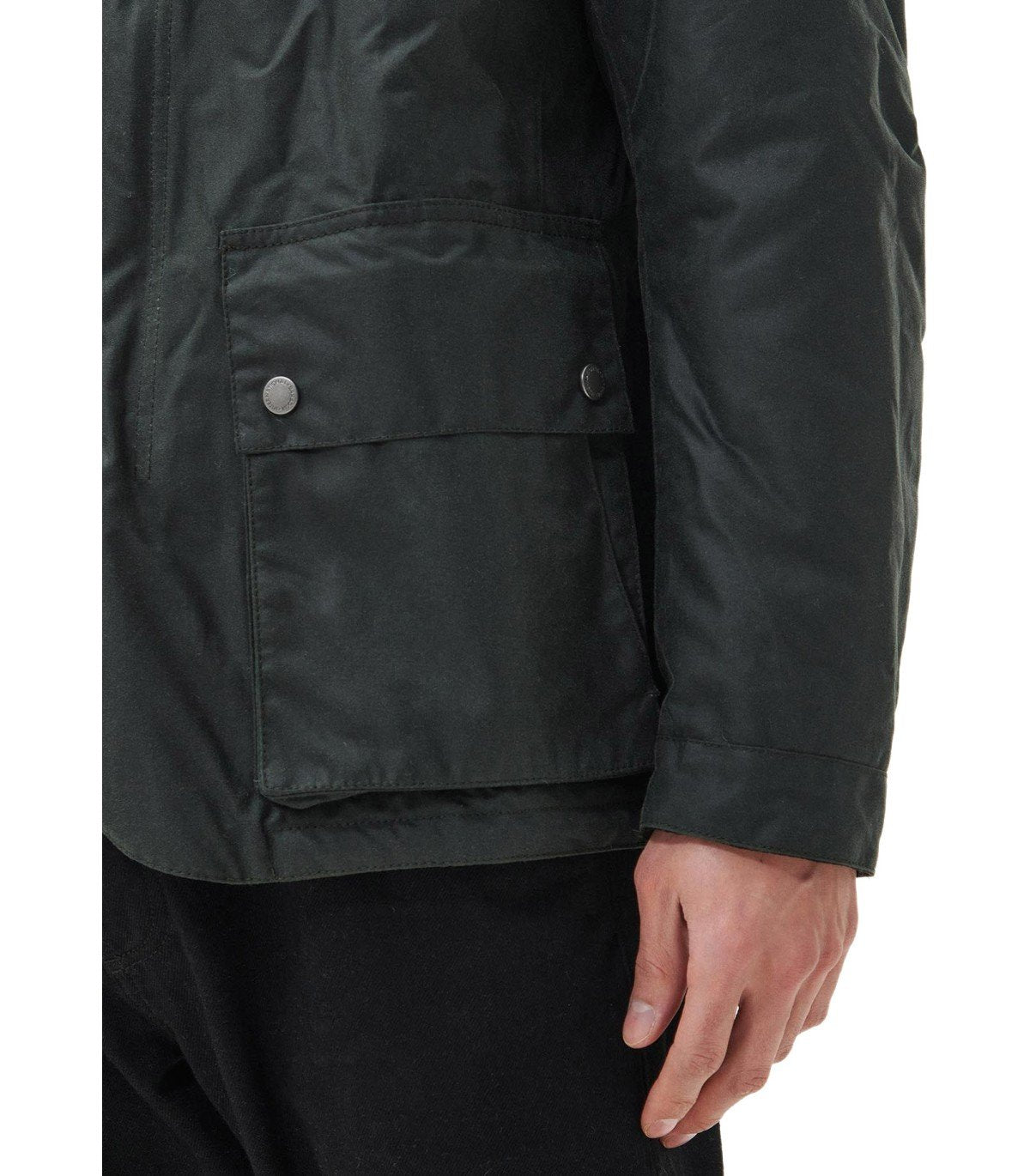 BARBOUR INTERNATIONAL AUTO WAX SALBEIGRÜNE KAPUZENJACKE