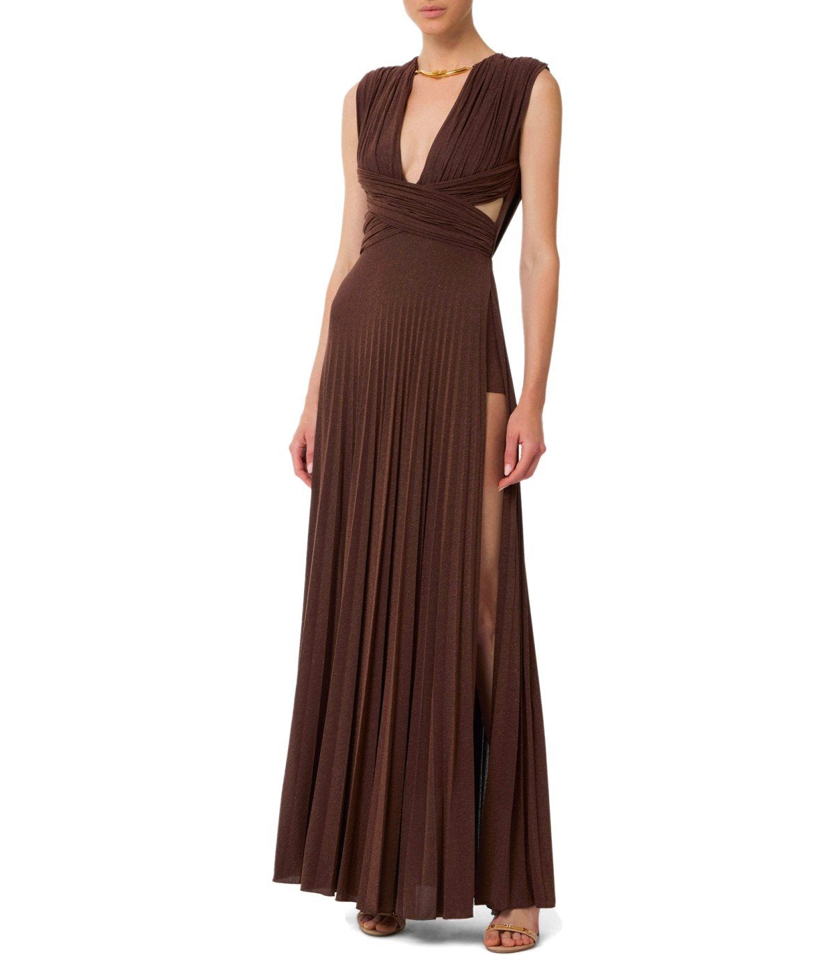 ELISABETTA FRANCHI RED CARPET COFFEE DRESS