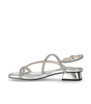ASH ISLA SILVER MID-HEELED SANDAL