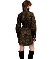 ESSENTIEL ANTWERP SCHWARZ KAKI ANIMAL-PRINT KETO KLEID