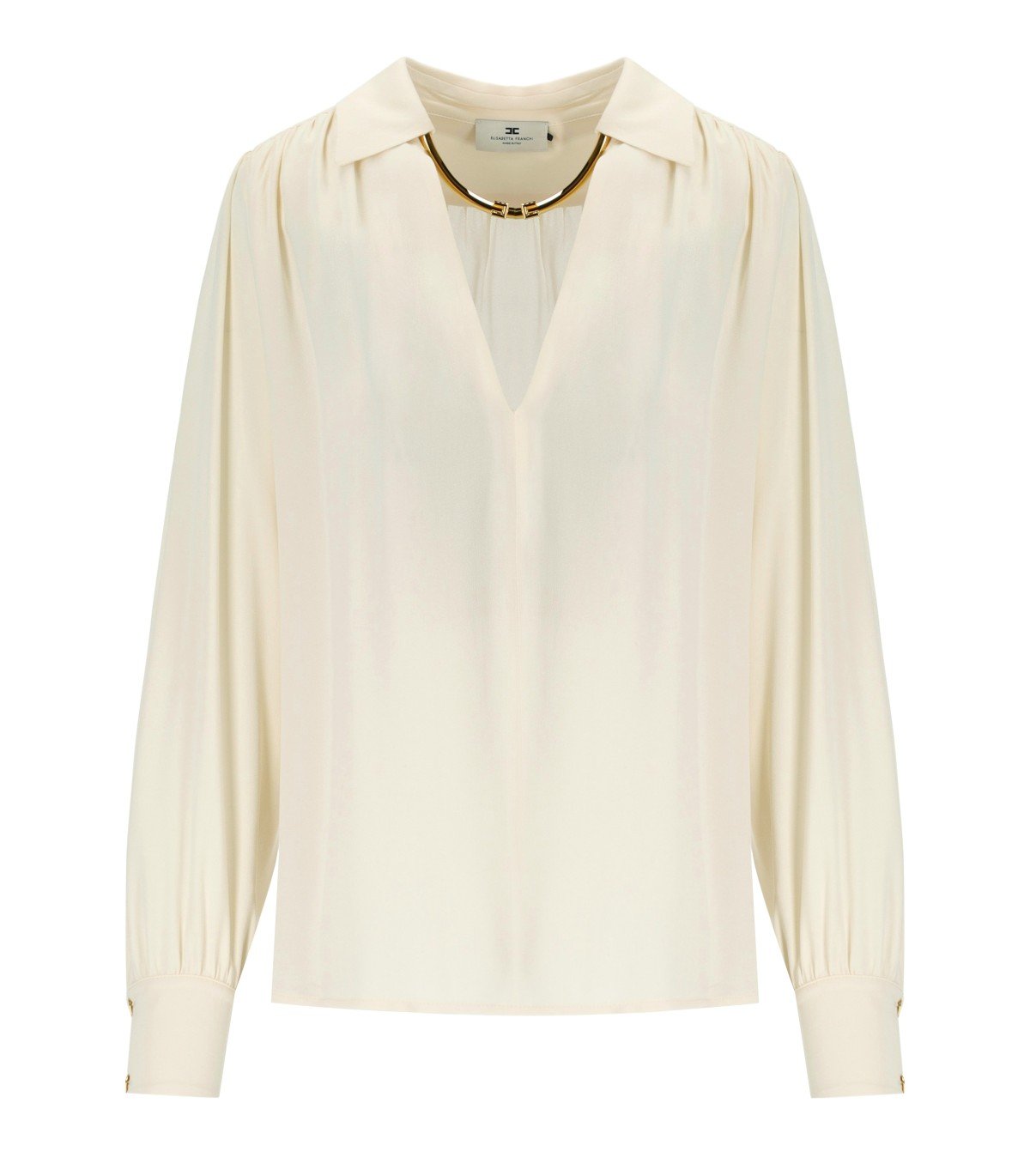ELISABETTA FRANCHI MILK BLUSE MIT JUWEL