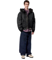 CARHARTT WIP OLTERO BLACK HOODED BOMBER JACKET