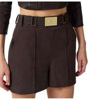 ELISABETTA FRANCHI BROWN BELTED SHORTS