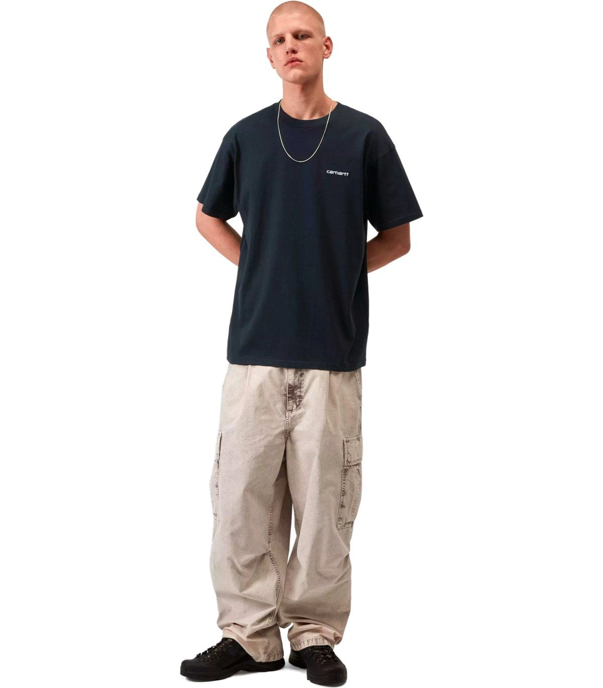 CARHARTT WIP S/S SCRIPT EMBROIDERY DEEP NIGHT T-SHIRT