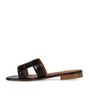 PAOLO FERRARA KROKO-PRINT BRAUNE SANDALE