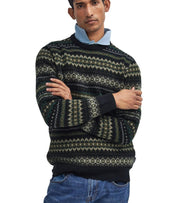 BARBOUR CASE FAIRISLE SCHWARZ GRÜN RUNDHALSPULLOVER