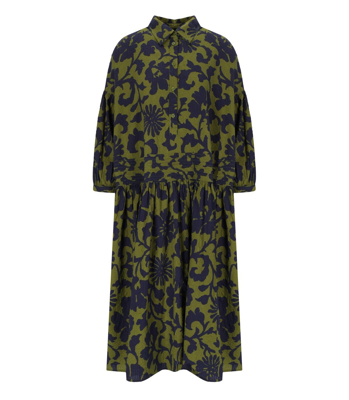 ESSENTIEL ANTWERP JEA GREEN AND BLUE SHIRT DRESS