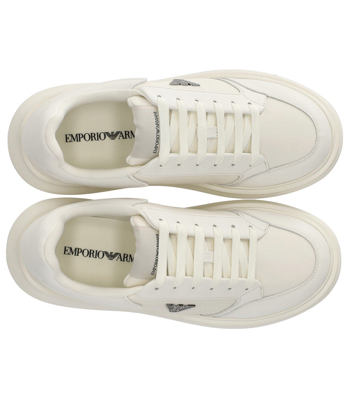 EMPORIO ARMANI SAFFIANO WHITE SNEAKER