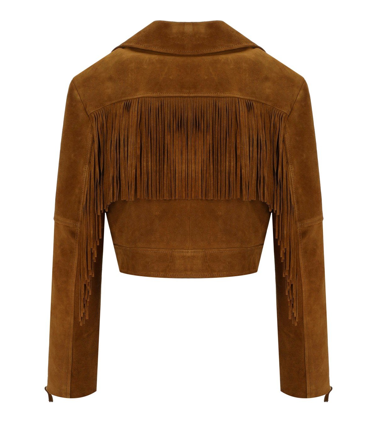MYSKIN BROWN FRINGED SHORT JACKET