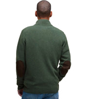 BARBOUR ESSENTIAL PATCH ZIP OLIVE GREEN CARDIGAN