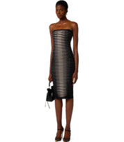 ELISABETTA FRANCHI ZEBRA JACQUARD SCHWARZES MIDI KLEID