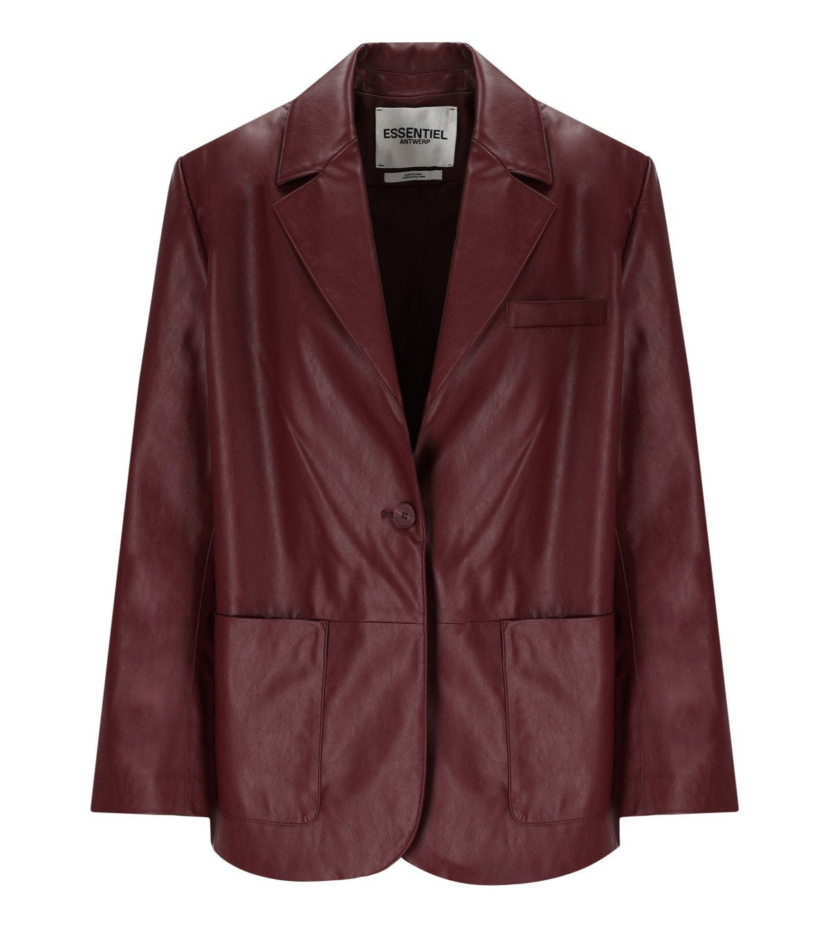 ESSENTIEL ANTWERP IDREY BURGUNDY SINGLE BREASTED BLAZER