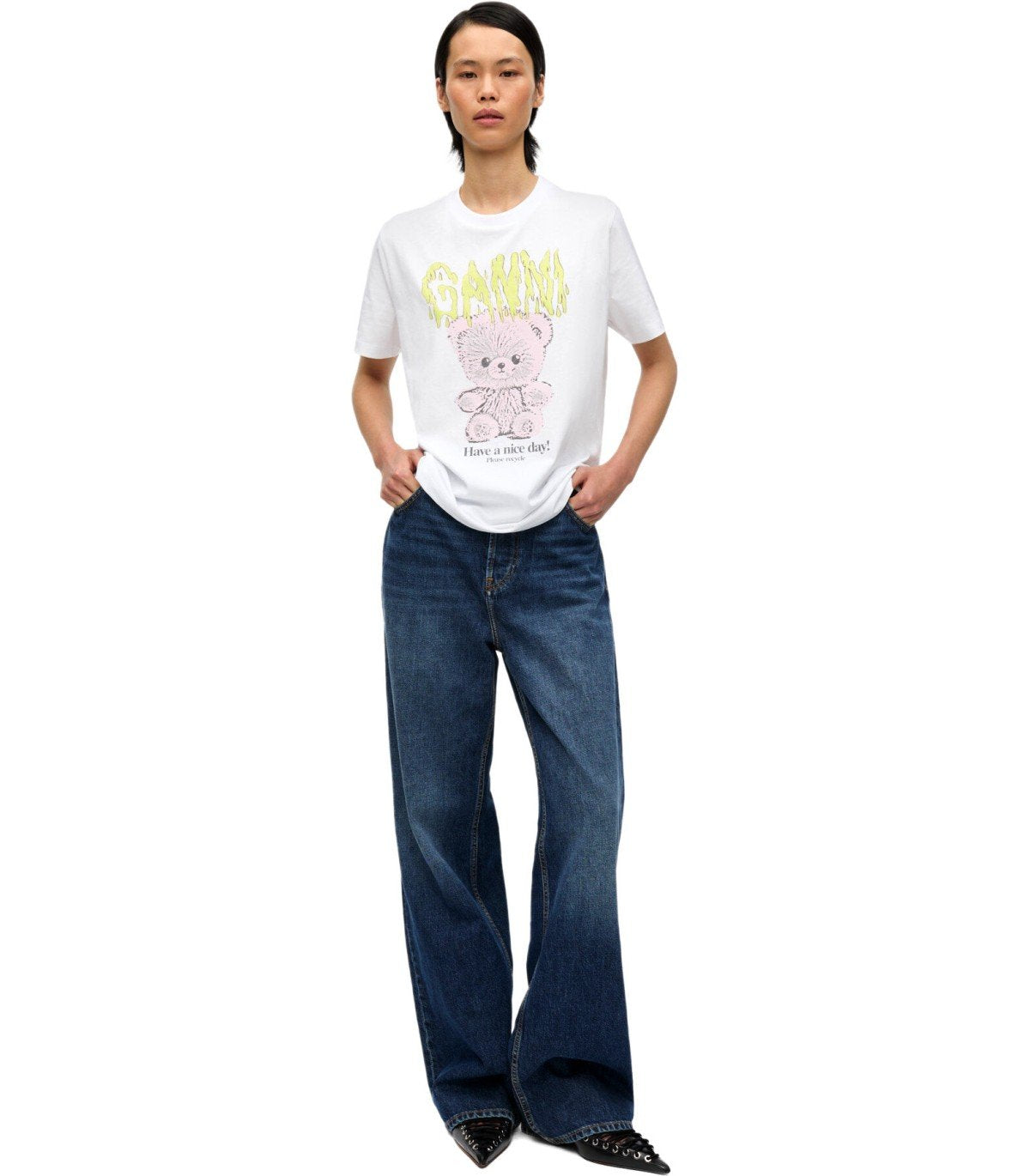 GANNI TEDDY WHITE T-SHIRT