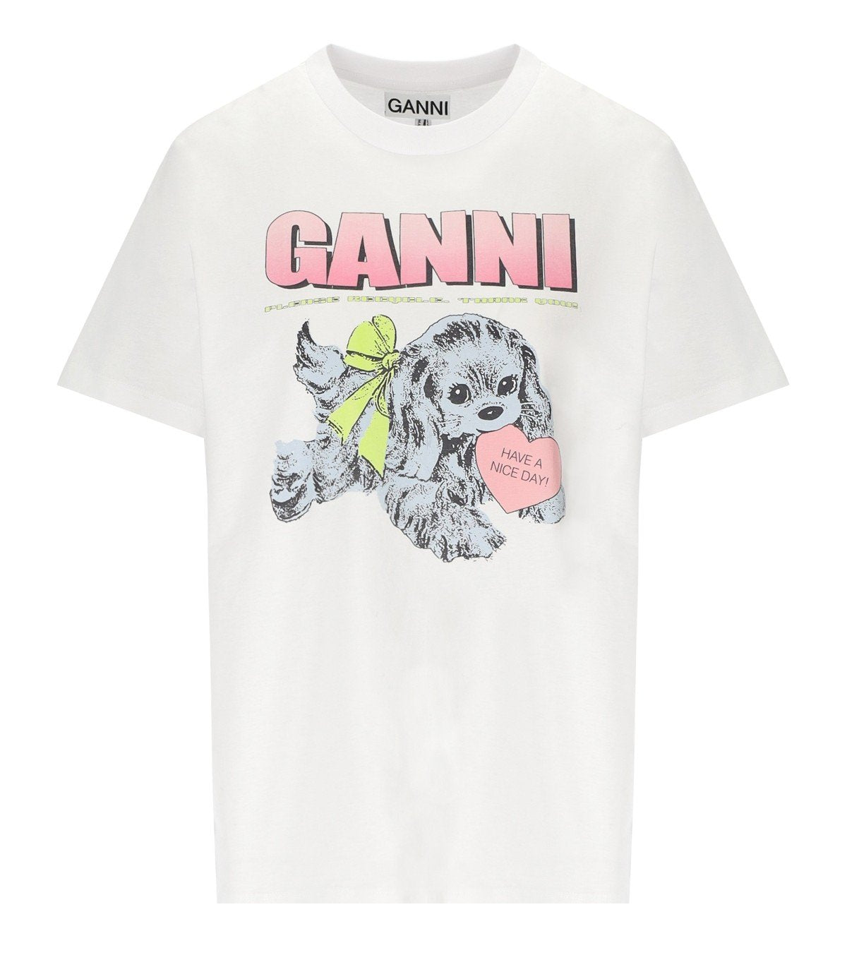 GANNI PUPPY WHITE T-SHIRT