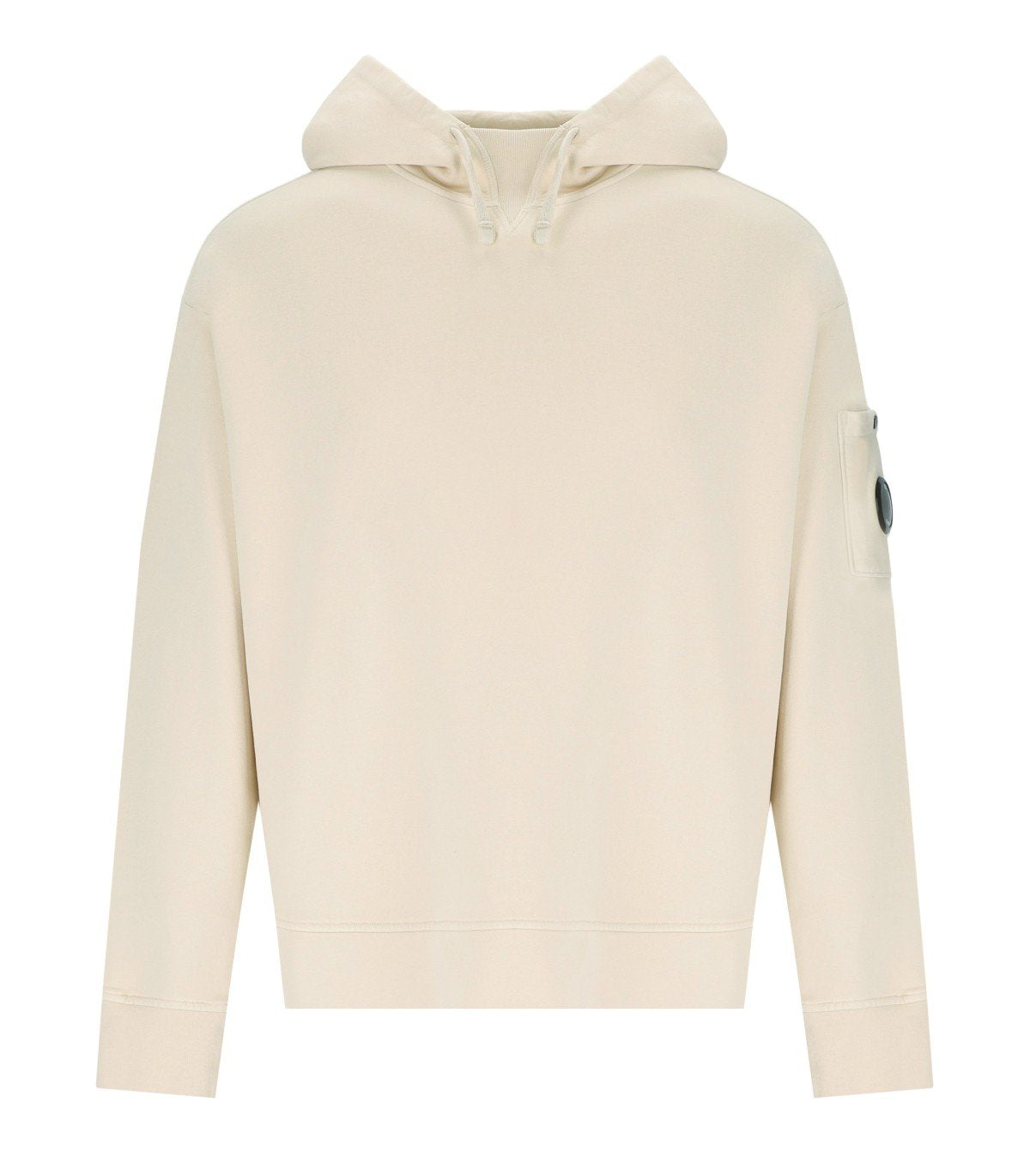 C.P. COMPANY DIAGONAL FLEECE BOXY CREME HOODIE
