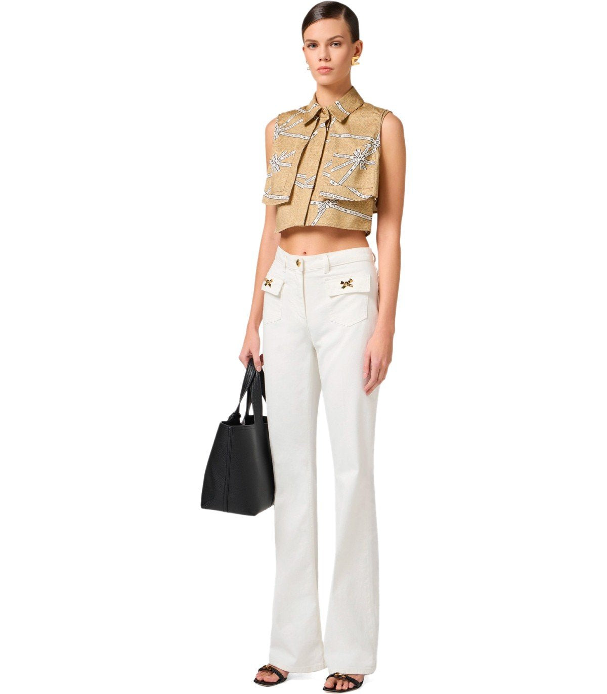 JEANS IN COTONE AVORIO ELISABETTA FRANCHI