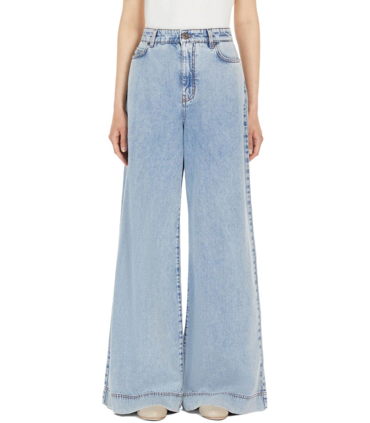 【関税込み】Weekend Max Mara ブルー Vega ジーンズ MAX MARA WEEKEND VEGA LIGHT BLUE WIDE LEG JEANS