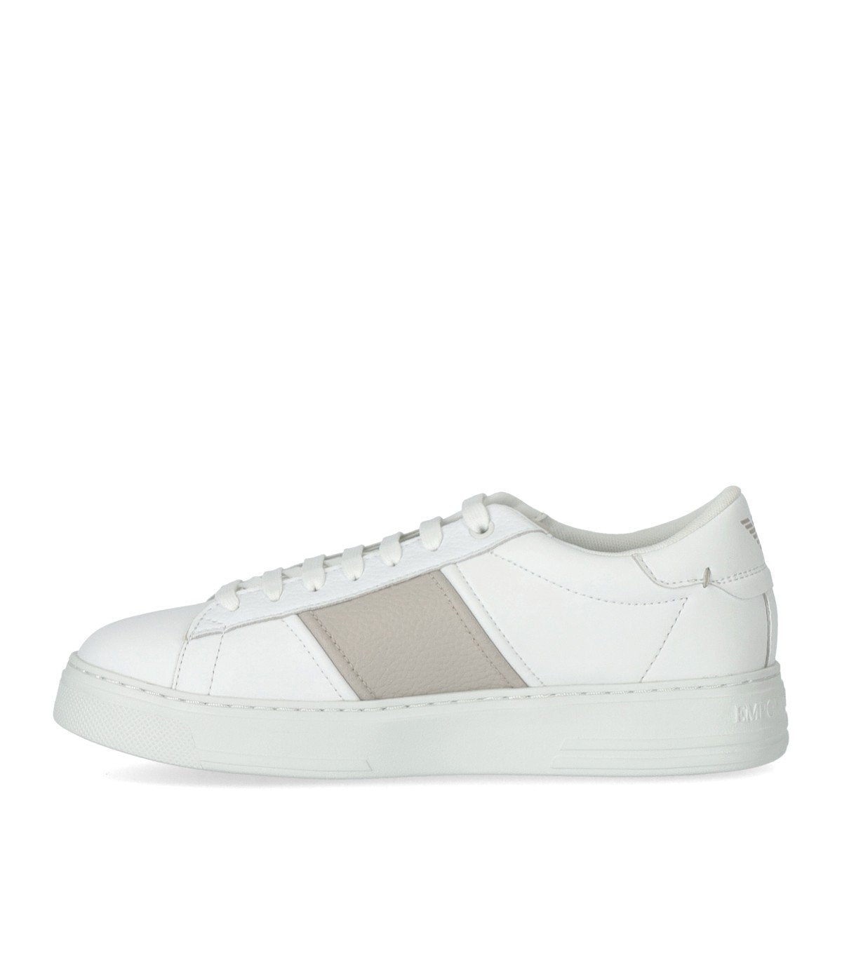 EMPORIO ARMANI WHITE AND BEIGE SNEAKER