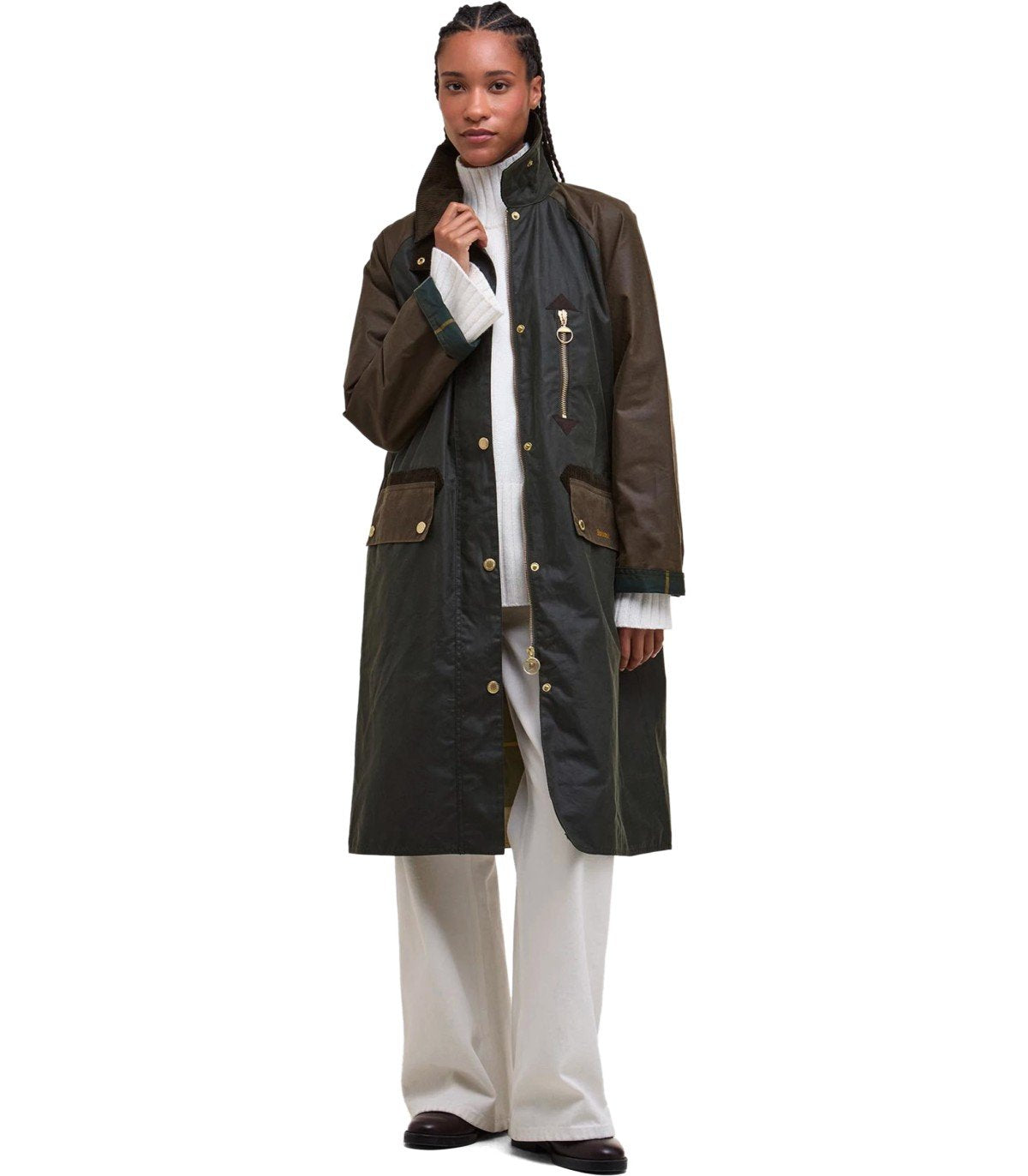 BARBOUR EVETTE WAX GREEN LONG JACKET