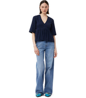 GANNI BLUE PEPLUM BLOUSE