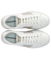 EMPORIO ARMANI WHITE AND BEIGE SNEAKER