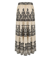 PAHIESA FORMENTERA ECRU AND BLACK LONG SKIRT